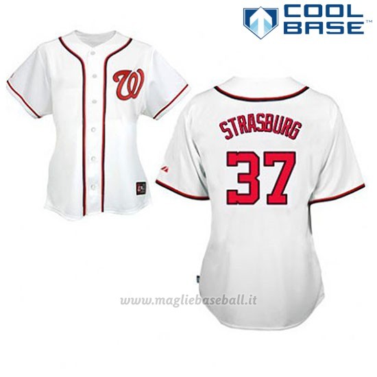 Maglia Baseball Uomo Washington Nationals Stephen Strasburg 37 Bianco Cool Base